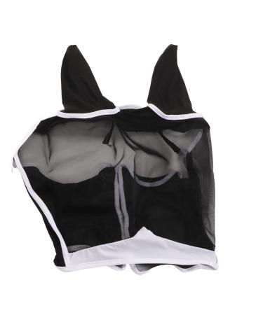 RiToEasysports Horse Eye Mask Stretchable Breathable Removable Mesh Horse Fly Mask with Ears for Horse Supplies L Black