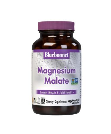 Bluebonnet Nutrition Magnesium Malate Vegetable Capsules - Supports Energy Muscle & Joint Health - Non-GMO Vegan Kosher Certified Gluten-Free 90 Count 90 Count (Pack of 1)