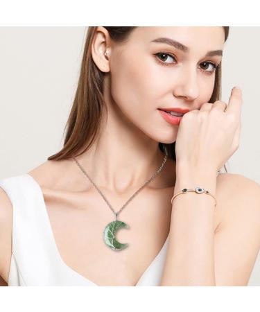 XIANNVXI Crystal Crescent Moon Necklace - Tree of Life Aventurine Pendant for Women - Buy Online on GoSupps.com