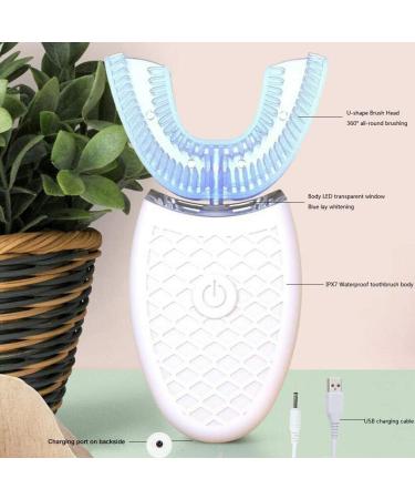 Ultrasonic Tooth Cleaner Electric Tooth Brush Automatic Clean Oral 360 U-Shape Mouth Cleaner Teeth Whitening Sonic Toothbrush 4 Optional Modes IPX7 Waterproof Toothbrush Heads White - Buy Online on GoSupps.com