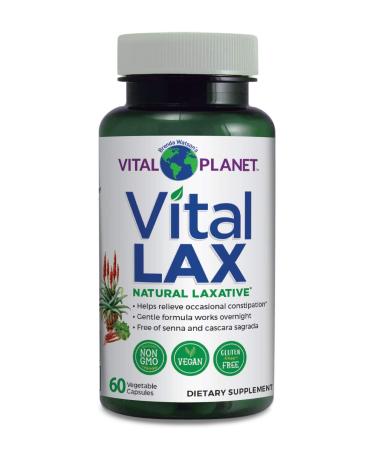 Vital Planet - Vital Lax Natural Laxative Colon Cleanse Supplement for Occasional Constipation, with Magnesium Hydroxide, Slippery Elm, Aloe and Triphala to Support Normal Bowel Regularity 60 Capsules