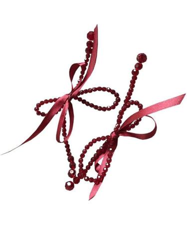 Feyley Red Loop Earrings - Exaggerated Tassel & Crystal Long Drop Jewelry for Women & Girls - Buy Online on GoSupps.com