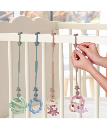 Vicloon Silicone Toy Clip 4Pcs Toy Safety Straps Food Grade Silicone Pacifier Clips Sippy Cup Strap Adjustable Stroller Pacifier Strap Hanging Toys Baby Toy Anti Drop Chain Blue/Green/Pink/Orange - Buy Online on GoSupps.com