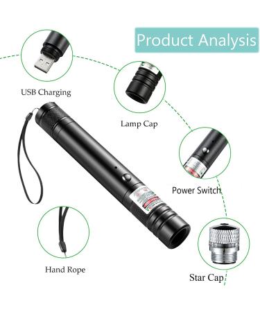 High Power Rechargeable Green Laser Pointer for Camping & Hiking | 2000m Range | USB Charger - Buy Online on GoSupps.com
