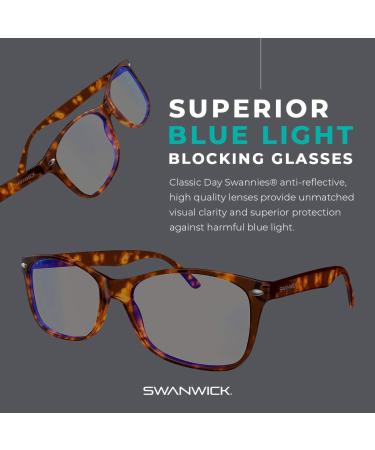 Buy Swanwick Blue Light Blocking Glasses - Anti Eyestrain & Headache Relief for Men & Women | Classic Day Swannies (Tortoise Shell) | Improve Sleep & Protect Eyes - Buy Online on GoSupps.com