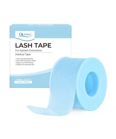 QUEWEL Lash Tape for Eyelash Extensions Blue Eyelash Tape Stick Well Breathable Eyelash Extension Tape Microfoam Tape Eyelash Extensions Flexible & Comfortable for Sensitive Skins to Use (Blue) Blue Lash Tape