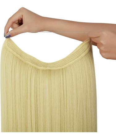 Beach Blonde Halo Hair Extension Headband 22 Inch Straight Synthetic Hair Heat Friendly Fiber - No Clip - Bleach Blonde 22Inch - Buy Online on GoSupps.com