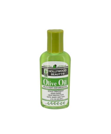Hollywood Beauty Olive Hair Oil 2 oz - Fights Hair Breakage Adds Shine Heat Protection Moisturizes Hair & Skin Antioxidant-Rich