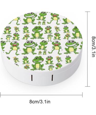 Funny Green Frogs Round Case For Contact Lens Kit Storage Box with Mirror Printed - Buy Online on GoSupps.com