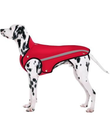 Slowton dog jacket winter soft flannel dog coat winter adjustable neck and breast size pet vest with reflective stripes waterproof windproof dog coat warm L red