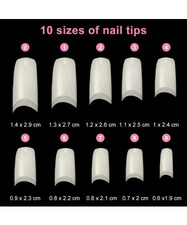 Buy Bainfir 500 Pcs Natural Color Artificial Nail Tips - 10 Sizes DIY Acrylic Fake Nails with Box Nail Brush & File - Perfect for Nail Art - Buy Online on GoSupps.com