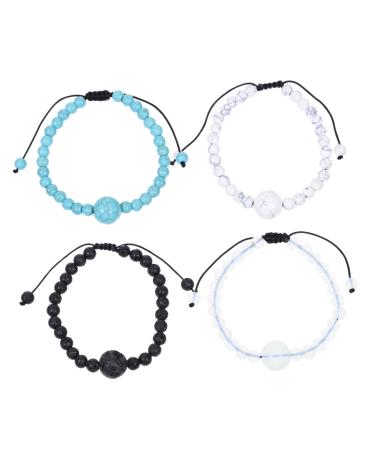 FOYTOKI 4pcs Anti Motion Sickness Bracelet Jewelry String for Beads Gemstone Bracelet Ocean Bracelets Anti Nausea Wristband Travel Wrist Bands Braided Bangle Volcanic Rock Elegant Bracelet