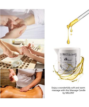 Melony Massage Oil Candle - 8.1 oz Natural Soybeans, Amber Vanilla Scent - Moisturizing Body Oil - Buy Online on GoSupps.com