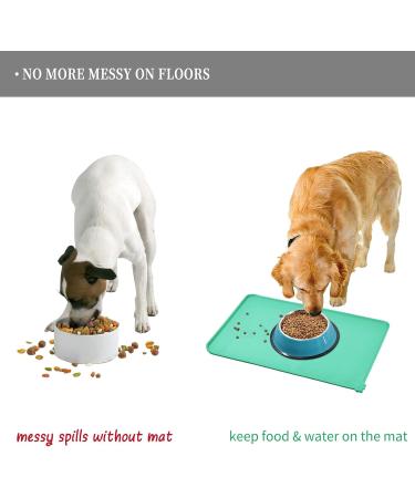 Reopet Waterproof Silicone Pet Feed Mat - Elevated Edges 71x45 cm Teal - Perfect Dog & Cat Feeding Solution - Buy Online on GoSupps.com