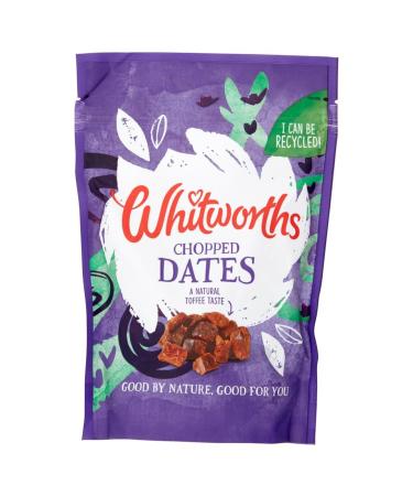 Whitworths | Chopped Dates 250G | Dried Chopped Dates | A natural toffee taste | Good by nature | good for you | Suitable for vegans