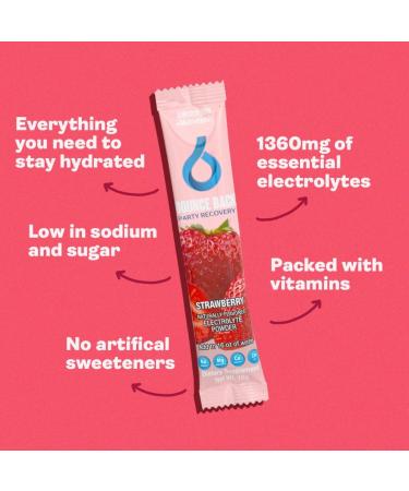 Electrolyte Hydration Packets - Party Recovery & Morning Relief | 16 Servings 7 Electrolytes & 16 Vitamins | Strawberry Flavor | Vacation Essentials - Buy Online on GoSupps.com