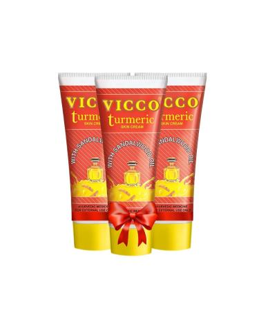 Vic.co Tur.meric Skin Cream With Turmeric and Sandalwood Oil For Healthy and Clear Skin Suitable for All Skin Types 100% Natural 50 gm Pack of 3