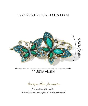 Vintage Gold Green Crystal Butterflies Hair Clip | Prom Hair Accessories for Women - Buy Online on GoSupps.com