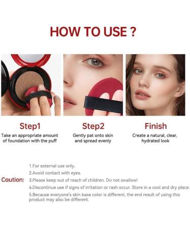 Red Cushion Foundation Glass Skin Cushion Foundation Long Lasting Cushion Complexion Moisturizing Foundation For Flawless Makeup Uniform Complexion (24W) - Buy Online on GoSupps.com