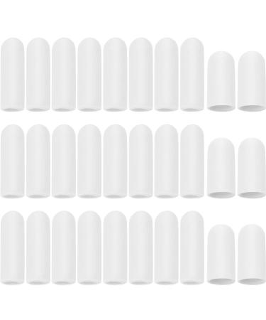 Frienda 30 Pieces Gel Finger Protector Finger Cots Silicone Finger Cover Cap Gel Finger Sleeves Finger Support for Finger Cracking Finger Trigger (White)