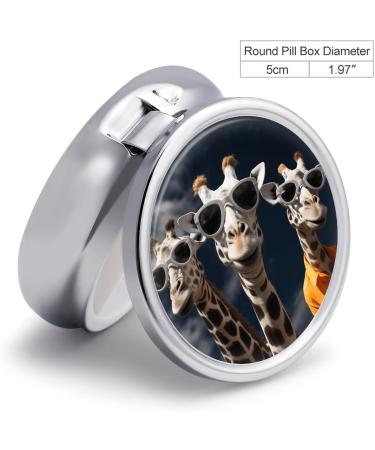 Round Giraffe Pill Box - 3 Compartment Medicine Organizer | Decorative Metal Portable Pocket Case - Buy Online on GoSupps.com