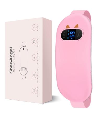Heating Pads for Cramps, Period Heating Pad for Cramps 5s Fast Heating with 3 Heating Levels and 3 Vibration Massage Modes, Heating Pad with 3000 mAh Battery Ideal Gift for Women and Girls(Pink)