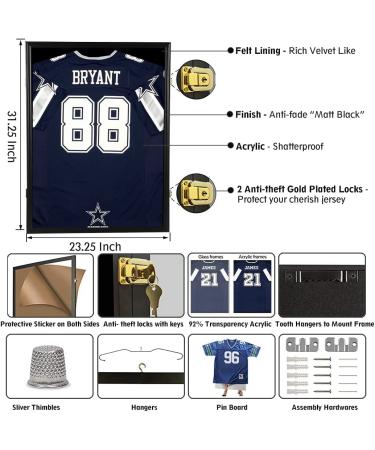 Large Jersey Display Case | Shadow Box Frame with Lock | UV Protection | Wall Mount | Sport Shirt Basketball Football Baseball Soccer Hockey | Black - Buy Online on GoSupps.com