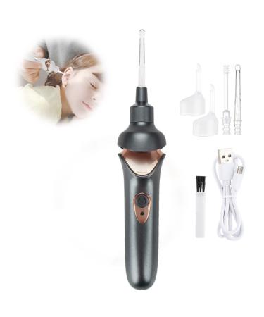 Electric Illuminated Ear Spoon Ear Wax Suction Tool Set Soft Tip Ear Wax Cleaner for Adults and Children Black