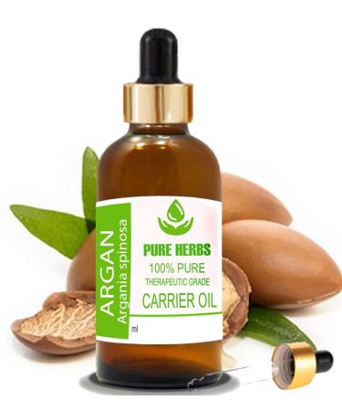 Pure Herbs Argan Oil (Argania spinosa) Pure and Natural Therapeutic Grade Carrier Oils with Drops 30 ml