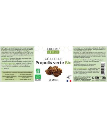 Green Propolis Organic Vegetable Capsules - 100mg/capsule - 60 capsules - No coloring or preservatives - Certified organic - - Buy Online on GoSupps.com