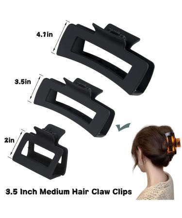 Sisiaipu 3.5 Inch Medium Hair Claw Clips 12 Pcs - Matte Rectangular Hair Clips for Thin Hair - Non-slip Acrylic Banana Jaw Clips Hair Accessories for Women and Girls - Buy Online on GoSupps.com