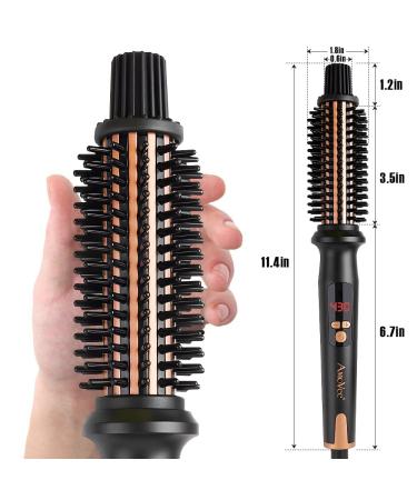 AmoVee 1 Inch Curling Iron Brush - Ceramic Tourmaline Ionic Hot Brush for All Hair Types Dual Voltage Instant Heat & Auto-Off | International Shipping Available - Buy Online on GoSupps.com