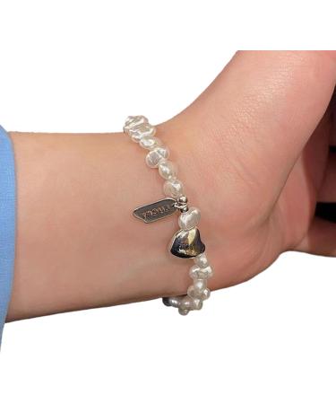 Kuaiyiju Love Trailer Bracelets - Handmade Heart Pearl Jewelry Stylish Baroque Hand Chains & Accessories for New Year's Gifts - Buy Online on GoSupps.com
