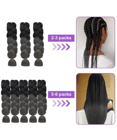 Aomig Braids Extensions - 24 Strands Synthetic Hair in Black Dark & Gray for Box Braids - Shop Internationally - Buy Online on GoSupps.com