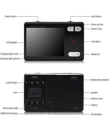 Portable Digital Magnifier 3.5 inch portable digital magnifier with LED light 2X-24X hand-held reader 15 color modes LCD monitor suitable for old children poor eyesight reading watching trying - Buy Online on GoSupps.com