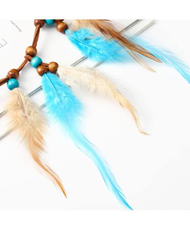 Boho Feather Headband Dream Catcher Hair Band - Handmade Tassel Headpiece for Women and Girls (Blue) - Buy Online on GoSupps.com