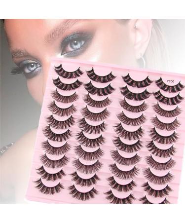 DEaThsalL Russian Segmented Curl Eyelashes 811mm 3D Effect Reusable DD Curling Segmented Russian Eyelashes 20 Pairs 5 Mixed Styles False Eyelashes