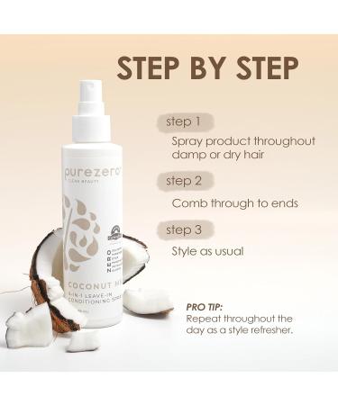 Purezero 9-in-1 Leave-In Conditioner Spray 6 oz Multi-Action Hair Treatment for Moisture Detangling Frizz Control Heat Protection and Shine 6 Fl Oz (Pack of 1) - Buy Online on GoSupps.com