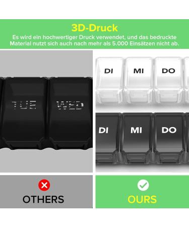 Buy Sukuos 7-Day Pill Box with 2 Compartments | Moisture-Resistant Medication Organizer (Black & White) International Shipping - Buy Online on GoSupps.com