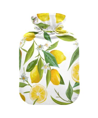 Hot Water Bottles with Cover Lemon Tree Hot Water Bag for Pain Relief Women Adults Hot Water Bed Warmer 2 Liter