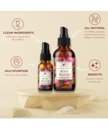 100% Pure Rose Water Spray - Natural Toner for Skin & Hair | Baja Basics 4oz - Buy Online on GoSupps.com
