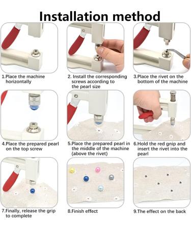 Hand Press Pearl Setting Machine Tools with Colorful Round Pearls Beads and Rivet Studs - DIY Crafts Tweezers Included - Buy Online on GoSupps.com
