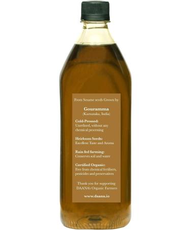 Daana Organic Sesame Oil - Extra Virgin Cold Pressed - 1 Litre - Buy Online on GoSupps.com