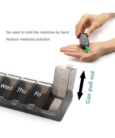 XL 7 Day Weekly Pill Organizer with Removable Compartments - Black - Buy Online on GoSupps.com