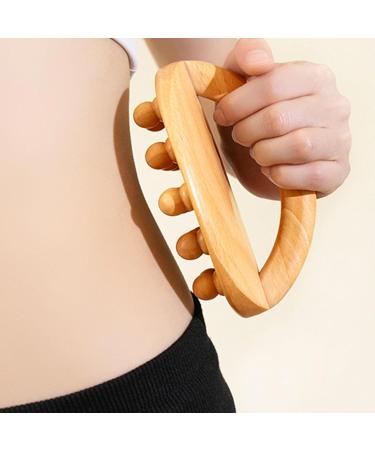 Hand-Held Wooden Body Massage Brush with Smoothing Pearls - Meridian Gua Sha Device for Muscle Relaxation | International Shipping - Buy Online on GoSupps.com