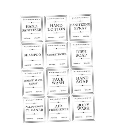 HONMEET 12 Sheets Dispensing Bottle Label Stickers Skincare Labels Nail Sticker Tag Cosmetic Sticker for Bottle Toiletries Sticker Bathroom Sticker Adhesive Sticker Pvc Self-adhesive White 8.00X7.00X0.10CM White