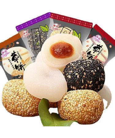 Glutinous rice cake dry black sesame mochi rice dumpling mixed taste pastry snacks healthy&nutritious snacks instant breakfast cakes and sweets mixed snacks Chinese food (4 Flavor Mix 500g) 4 Flavor Mix 500g