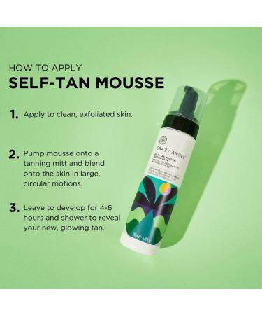 Crazy Angel Vegan Self-Tan Mousse (Medium/Dark Tan). Made in UK. 245ml. - Buy Online on GoSupps.com