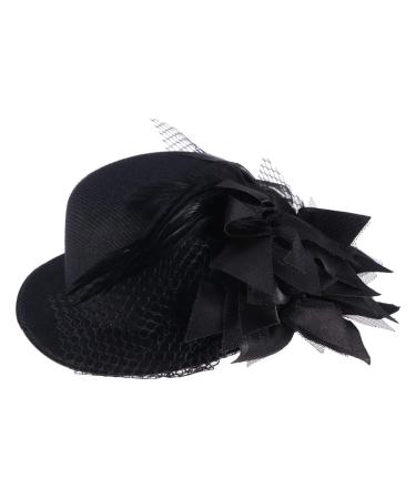 FRCOLOR Mini Top Hat Fascinator Hair Clip Black Veil Top Hat Hair Clip Hair Accessories for Halloween Tea Party