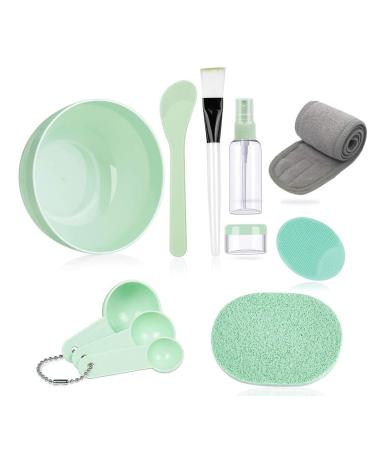 Face Mask Mixing Bowl Set Lady Facial Care Facemask Mixing Tool Sets include Facial Mask Mixing Bowl Stick Spatula Silicone Cream Mask Brushes(Green)